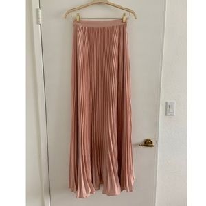 Pink maxi skirt accordion pleated